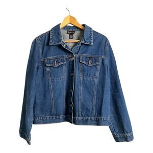 Style & Co Women’s Jean Jacket Denim Blue Cotton Casual Comfy L large